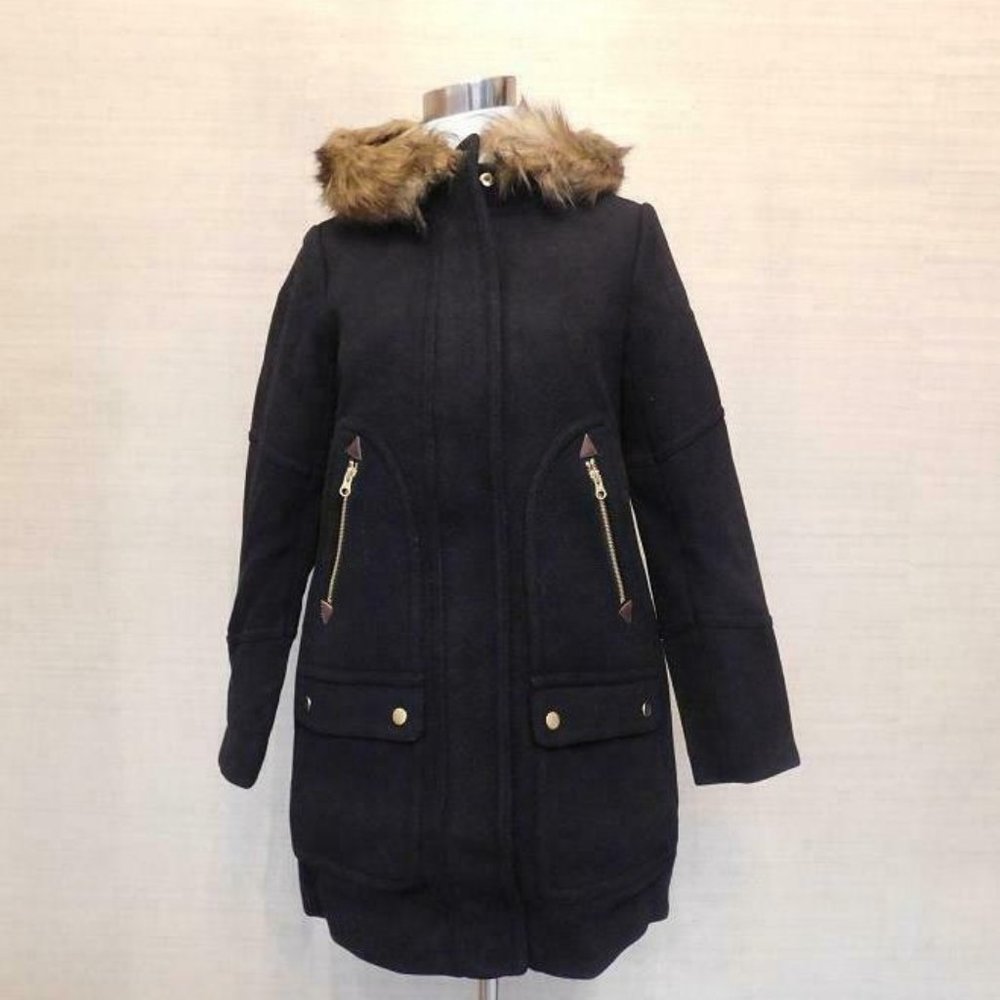 J.Crew $365 Tall Chateau Parka in Wool Black G9095